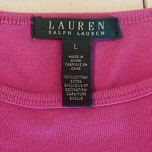 LAUREN RALPH LAUREN SOLID PINK LONG SLEEVE TSHIRT SZ LARGE - Picture 3 of 5